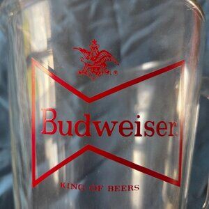 Vintage (70's) Budweiser "KING OF BEERS" Heavy Well Made Glass Beer Pitcher